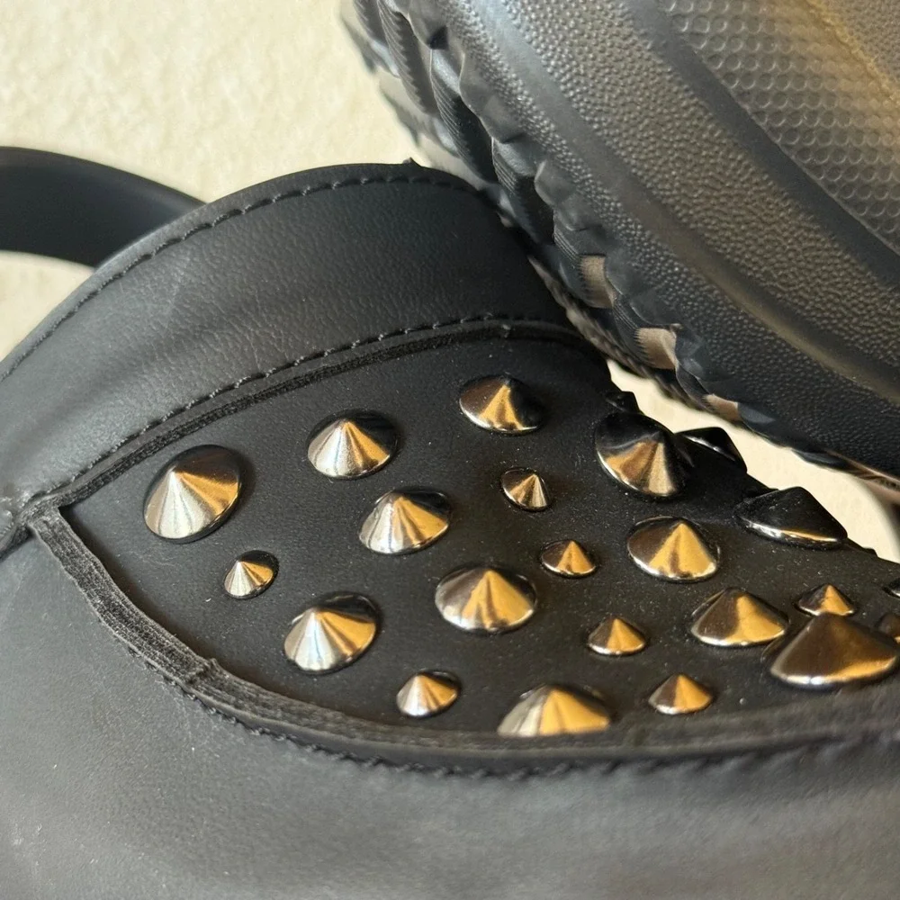 Crocs Bae Platform Studded Clogs Black Metal Spike Goth Emo Womens Size 5